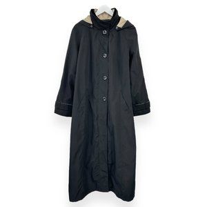 Vintage Donnybrook New York Black Hooded Classic Long Trench Coat sz XL